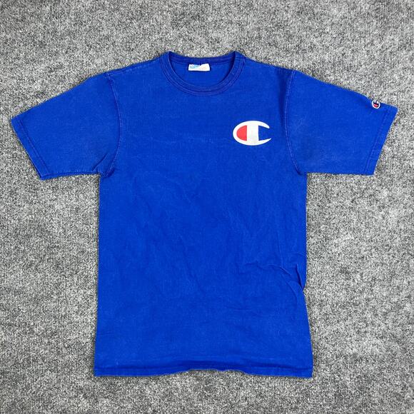 Champion T-Shirt Mens S Blue Embroidered Logo Athletic Casual Short Sleeve Tee - Picture 1 of 7